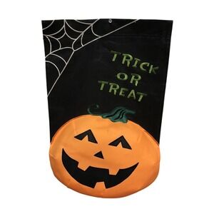 Halloween Flag Banner Small 11.5" X 18" Puffy Pumpkin Trick Or Treat Decoration